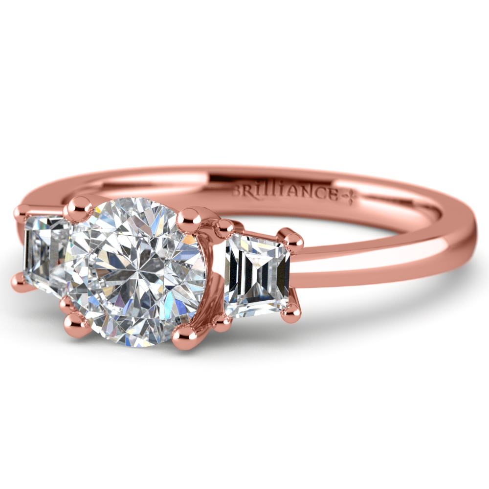 Trapezoid Diamond Engagement Ring in Rose Gold (1/3 ctw) | 04