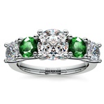 Trellis Emerald And Diamond Five Stone Ring In White Gold | Thumbnail 01