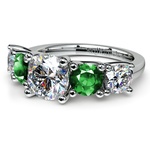 Trellis Emerald And Diamond Five Stone Ring In White Gold | Thumbnail 04