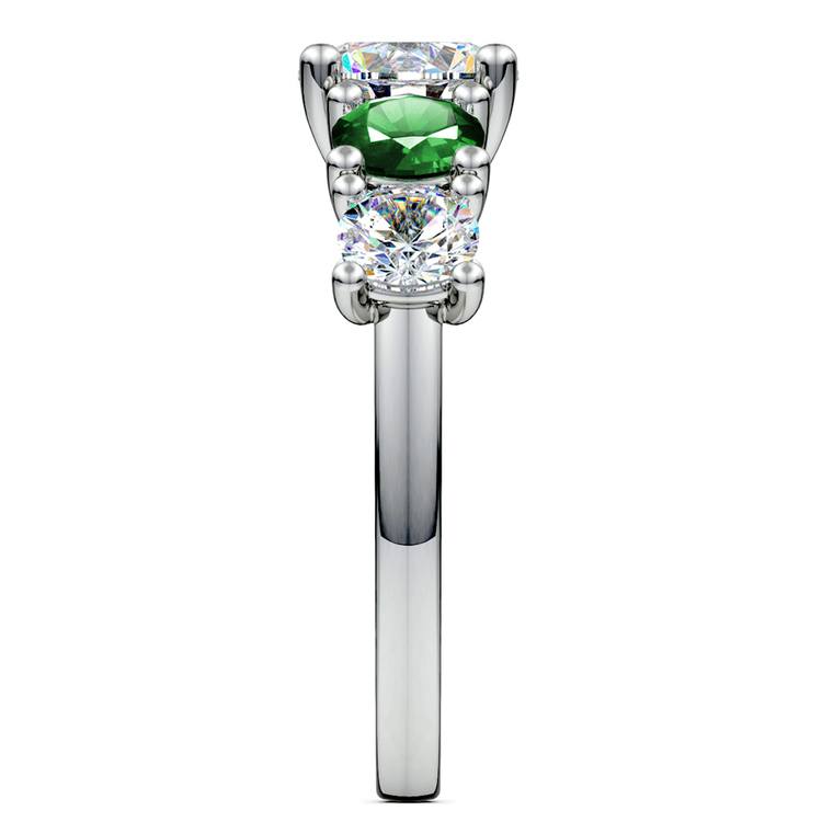 Trellis Emerald And Diamond Five Stone Ring In White Gold | 03