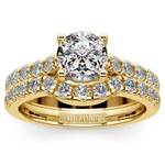 Trellis Engagement Ring And Matching Wedding Band In Yellow Gold