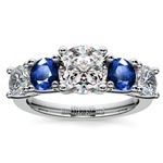 Trellis Sapphire and Diamond Engagement Ring in Platinum