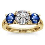 Three Stone Sapphire And Diamond Ring In Yellow Gold | Thumbnail 01