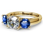 Three Stone Sapphire And Diamond Ring In Yellow Gold | Thumbnail 04