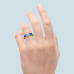 Three Stone Sapphire And Diamond Ring In Yellow Gold | Thumbnail 05
