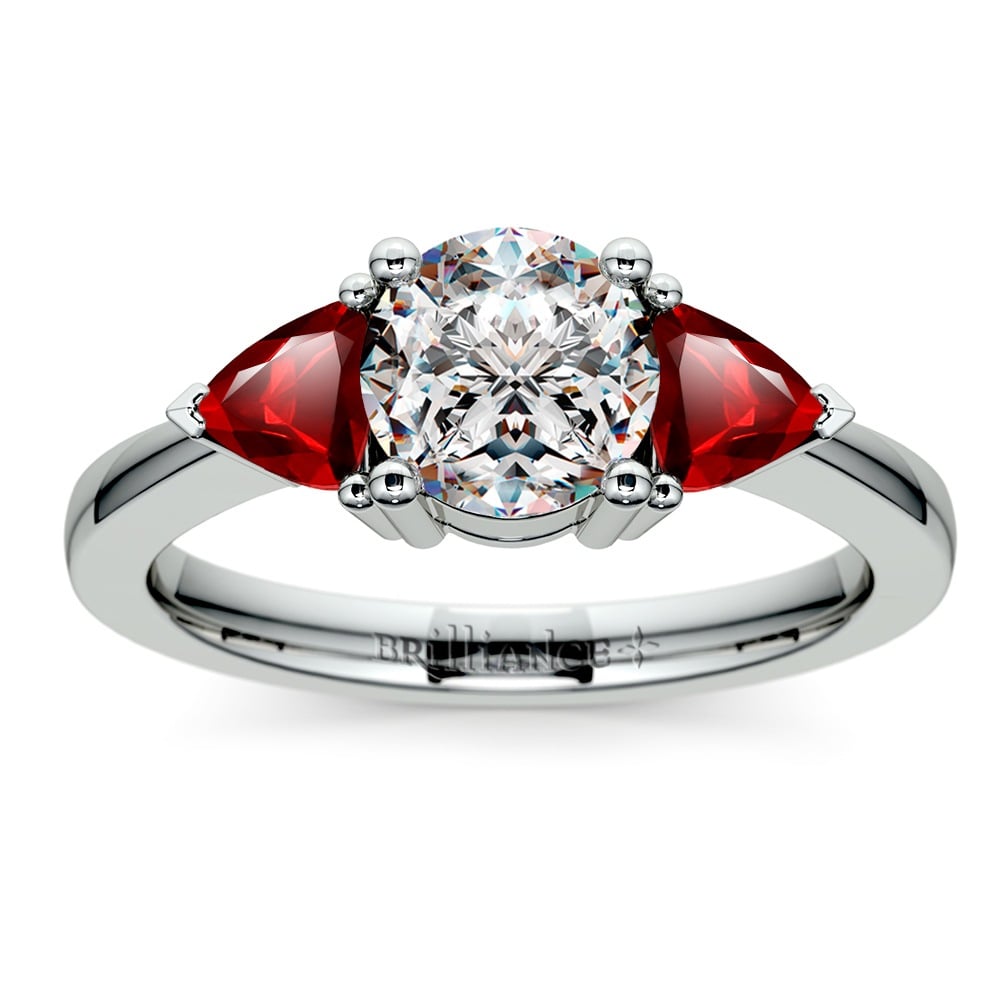 Trillion Cut Ruby Engagement Ring Setting In White Gold | 01