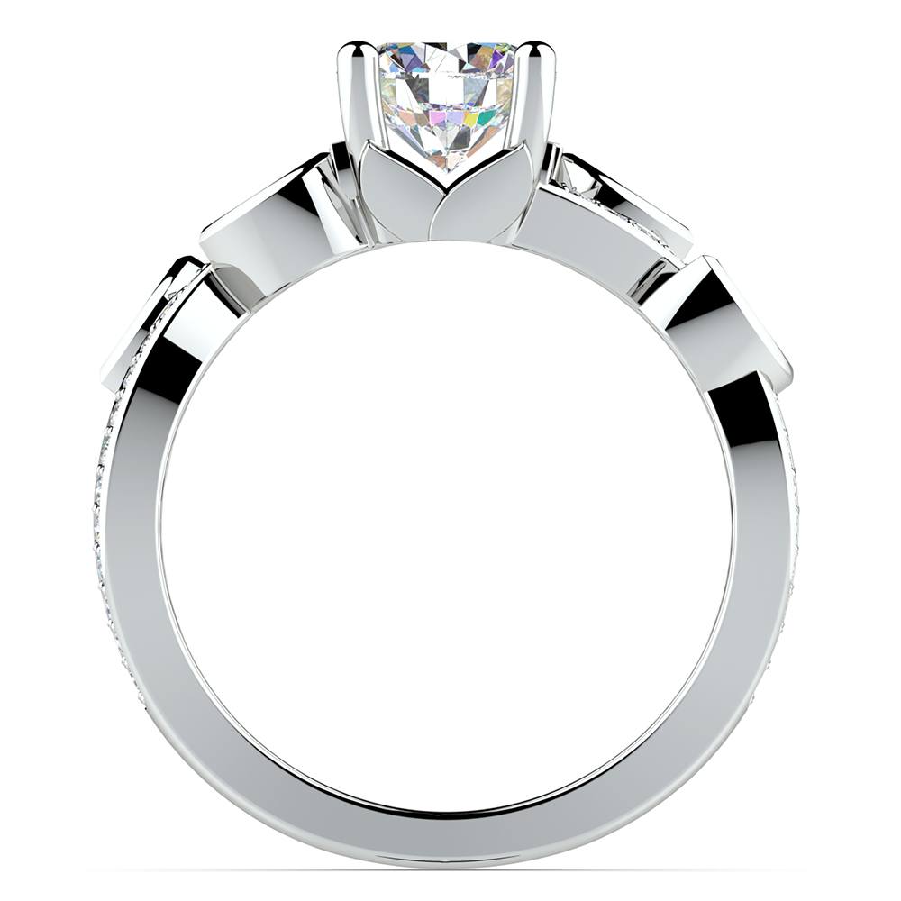 Twisted Petal Diamond Engagement Ring in White Gold | 02