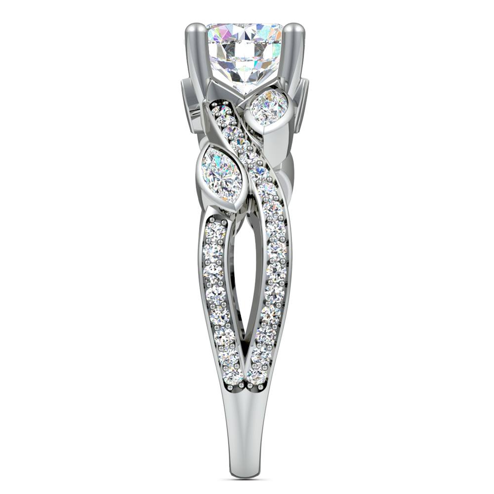 Twisted Petal Diamond Engagement Ring in White Gold | 03