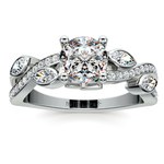 Twisted Petal Diamond Engagement Ring in White Gold | Thumbnail 01