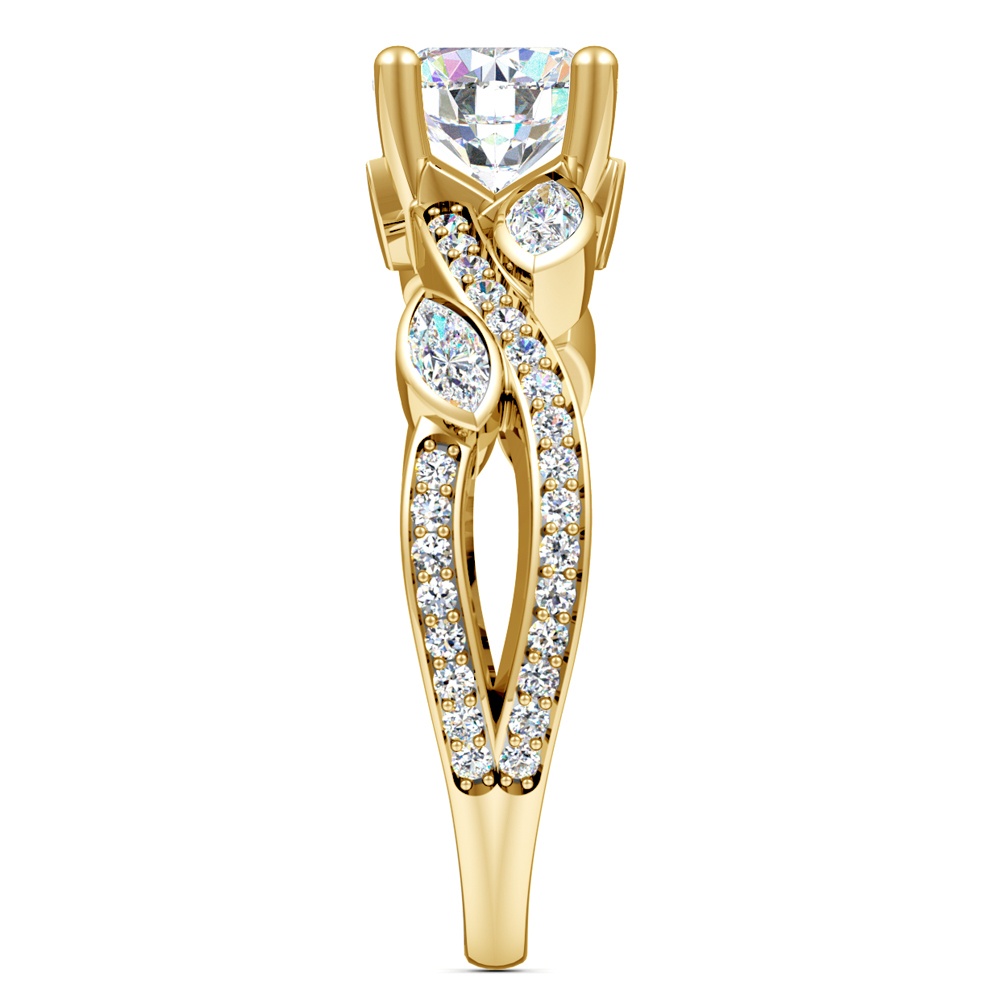 Classic Gold Diamond Leaf And Vine Engagement Ring Setting | 03