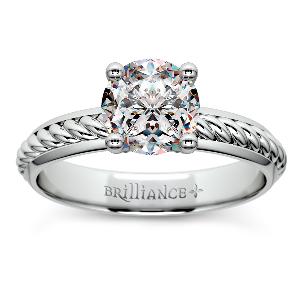 Twisted Rope Diamond Ring Setting In White Gold