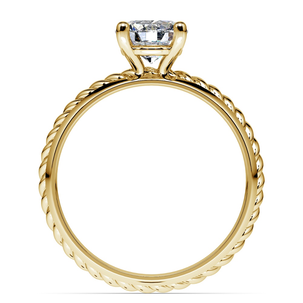 Twisted Rope Diamond Ring Setting In Yellow Gold | 02