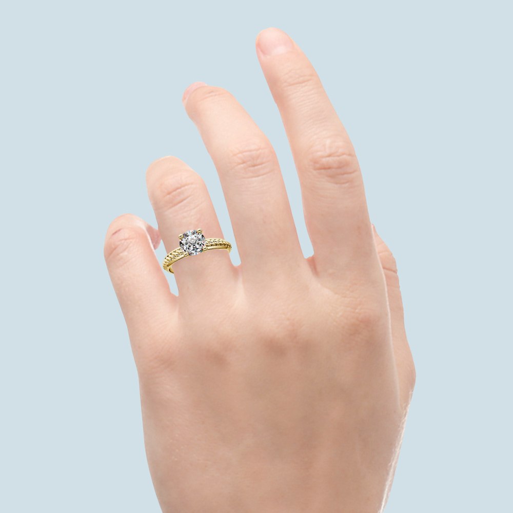 Twisted Rope Diamond Ring Setting In Yellow Gold | 05