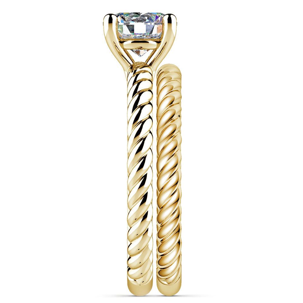 Twisted Rope Diamond Solitaire Bridal Set in Yellow Gold | 03