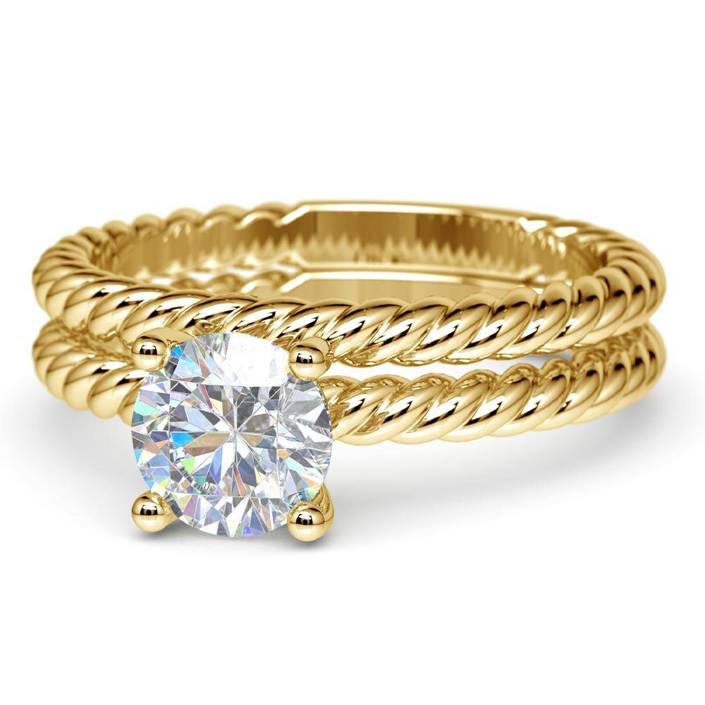 Twisted Rope Diamond Solitaire Bridal Set in Yellow Gold | 04