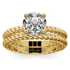 Twisted Rope Diamond Solitaire Bridal Set in Yellow Gold