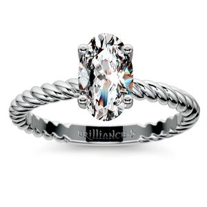 Twisted Rope Solitaire Engagement Ring in White Gold