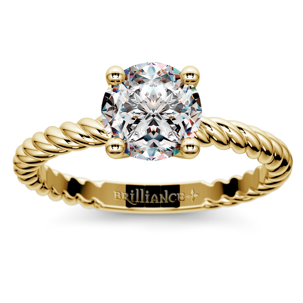 Twisted Rope Engagement Ring Setting In Yellow Gold | Zoom