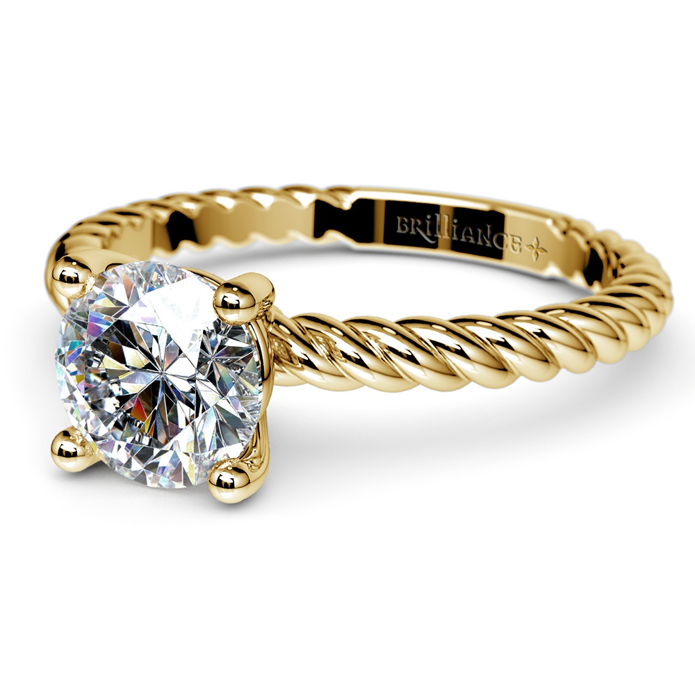 Twisted Rope Ring Setting Twisted Rope Engagement Ring Setting In Yellow Gold