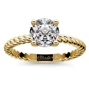 Twisted Rope Solitaire Engagement Ring in Yellow Gold
