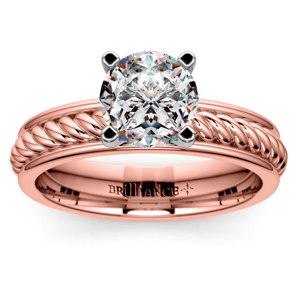 twisted rope tulip setting solitaire engagement ring rose gold 01
