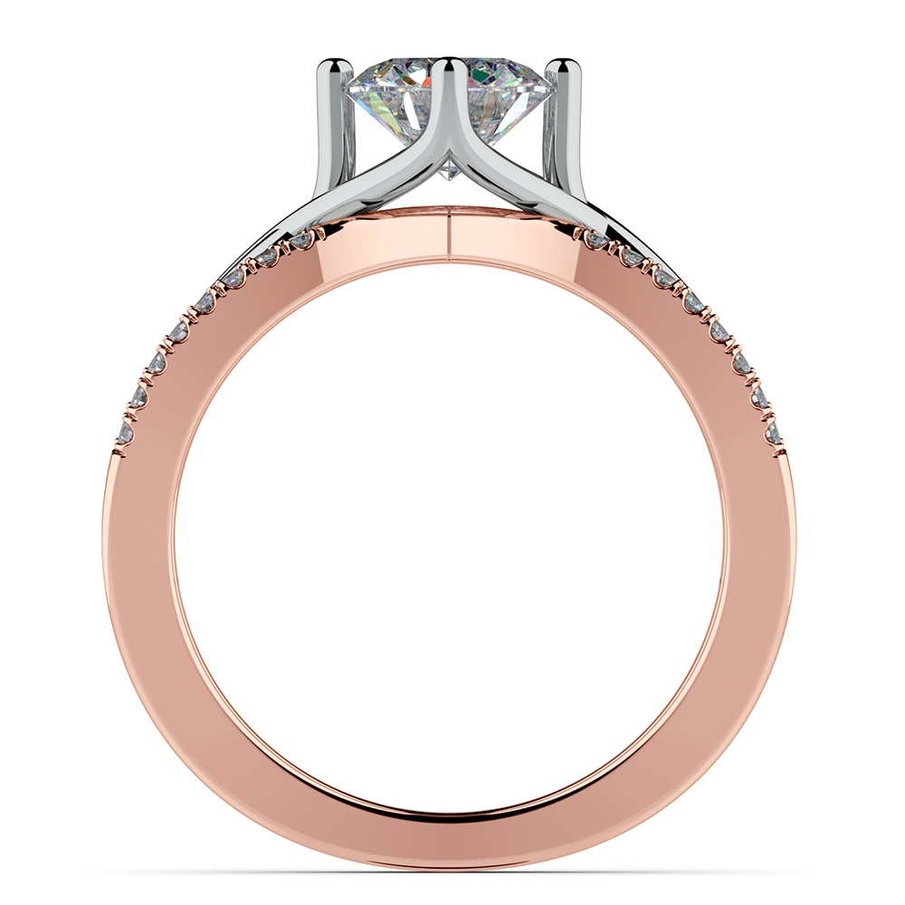 Ornate Diamond Ring Setting In White And Rose Gold