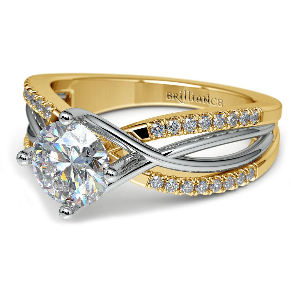 White And Yellow Gold Engagement Ring Ornate Setting — free download