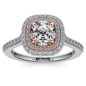 Two Tone Double Halo Engagement Ring Setting
