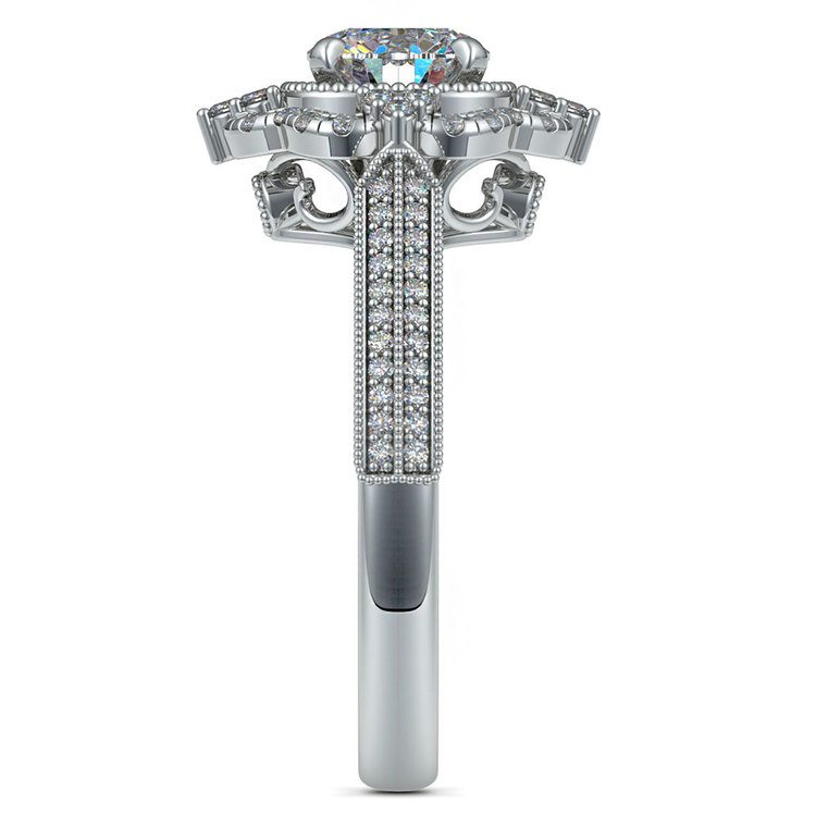 Vintage Halo Diamond Engagement Ring In Platinum | 03
