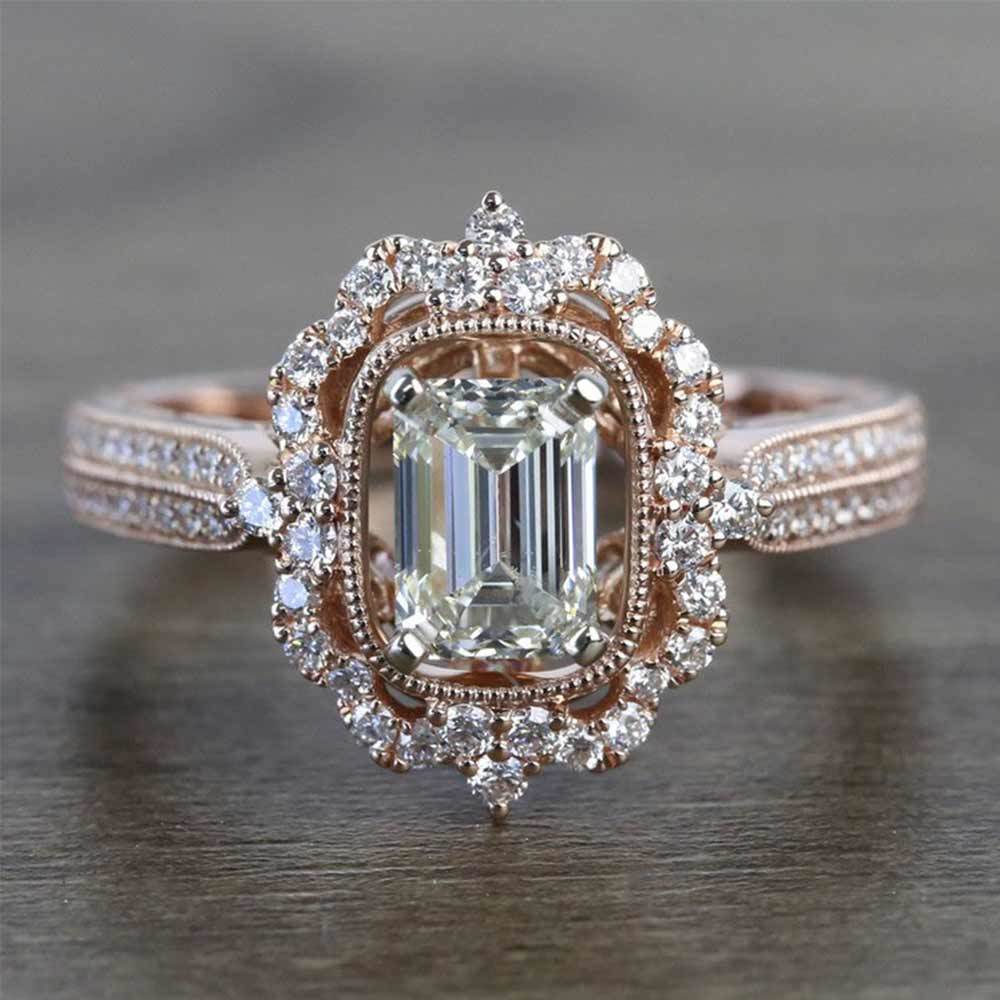 Vintage Halo Diamond Engagement Ring In Rose Gold | 05
