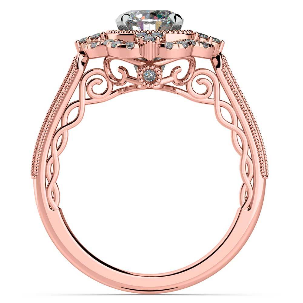 Vintage Halo Diamond Engagement Ring In Rose Gold | 02