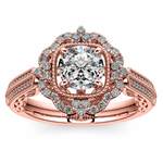 Vintage Halo Diamond Engagement Ring In Rose Gold | Thumbnail 01