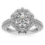 Vintage Halo Diamond Engagement Ring In White Gold | Thumbnail 01