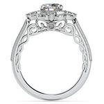 Vintage Halo Diamond Engagement Ring In White Gold | Thumbnail 02