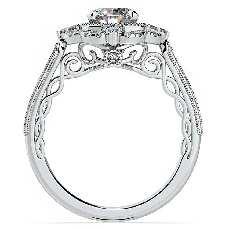 Vintage Halo Diamond Engagement Ring In White Gold | 02