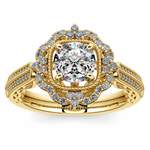 Vintage Halo Diamond Engagement Ring in Yellow Gold | Thumbnail 01