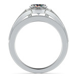 Vintage Milgrain Halo Diamond Bridal Ring Set In Platinum | Thumbnail 02