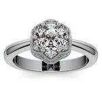 Vintage Sculptural Diamond Halo Engagement Ring in Platinum | Thumbnail 01