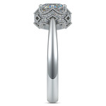 Vintage Sculptural Diamond Halo Engagement Ring in Platinum | Thumbnail 03