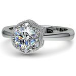 Vintage Sculptural Diamond Halo Engagement Ring in Platinum | Thumbnail 04