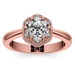 Vintage Sculptural Diamond Halo Engagement Ring in Rose Gold | Thumbnail 01