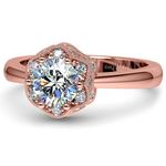 Vintage Sculptural Diamond Halo Engagement Ring in Rose Gold | Thumbnail 04