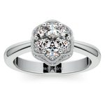Vintage Sculptural Diamond Halo Engagement Ring in White Gold | Thumbnail 01