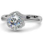 Vintage Sculptural Diamond Halo Engagement Ring in White Gold | Thumbnail 04
