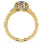 Vintage Sculptural Diamond Halo Engagement Ring in Yellow Gold | Thumbnail 02