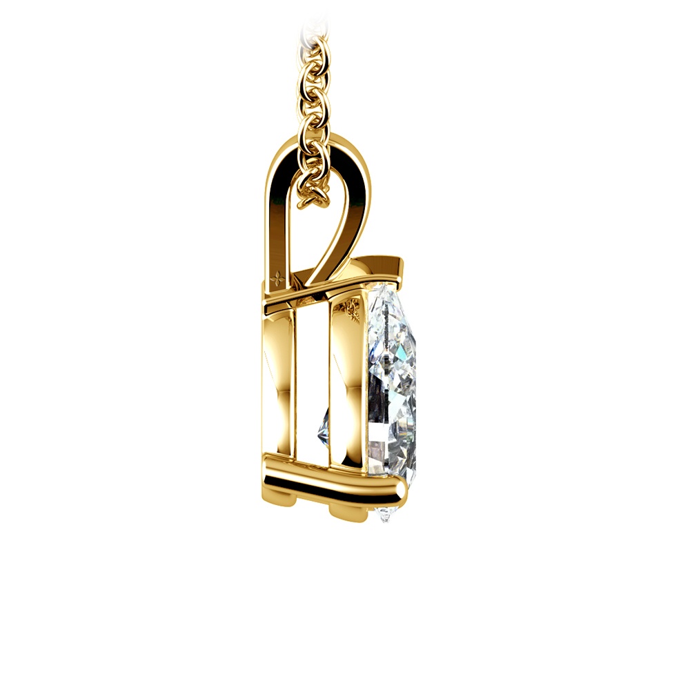 1 1/2 Carat Pear Shaped Diamond Necklace In Yellow Gold | 02