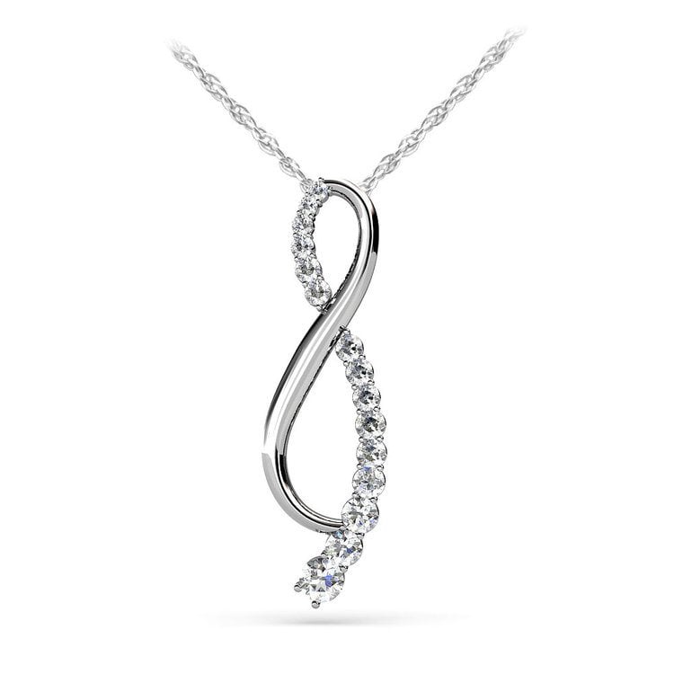 Swirl Diamond Journey Necklace in White Gold (1/2 ctw) | 01