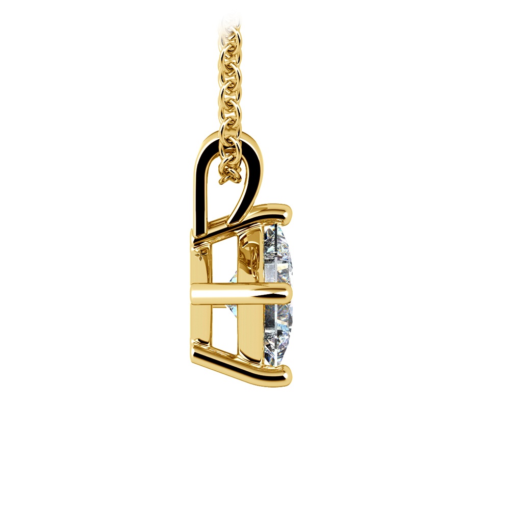 3/4 Carat Asscher Cut Diamond Pendant Necklace In Yellow Gold | 02
