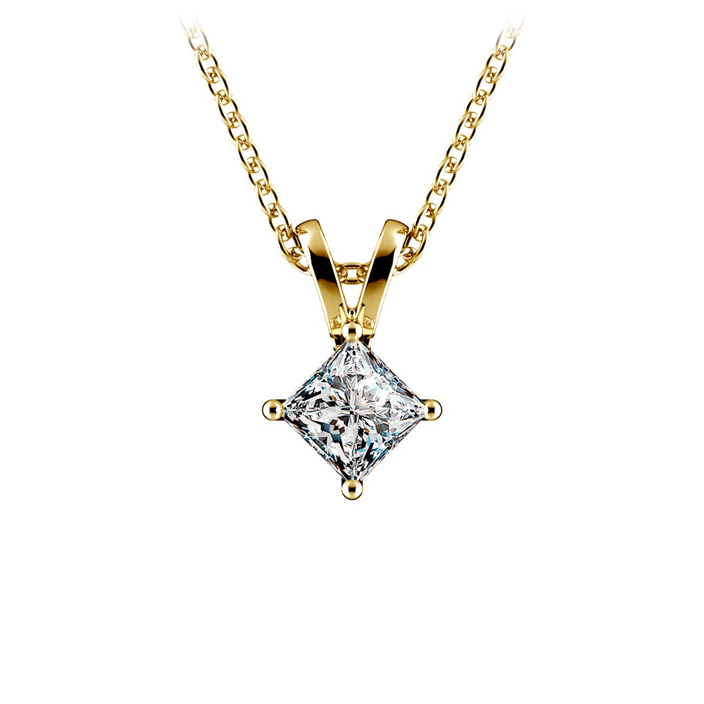 4 Carat Princess Cut Diamond Necklace 