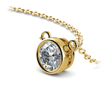 Bezel Set Diamond Solitaire Necklace In Yellow Gold (3/4 Ctw)  | Thumbnail 03